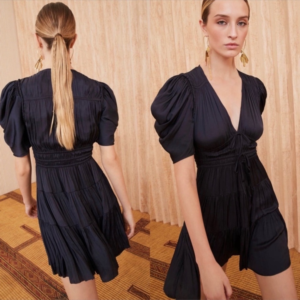 ULLA JOHNSON Azaria Pleated Mini Dress Sz 10 - Picture 1 of 6